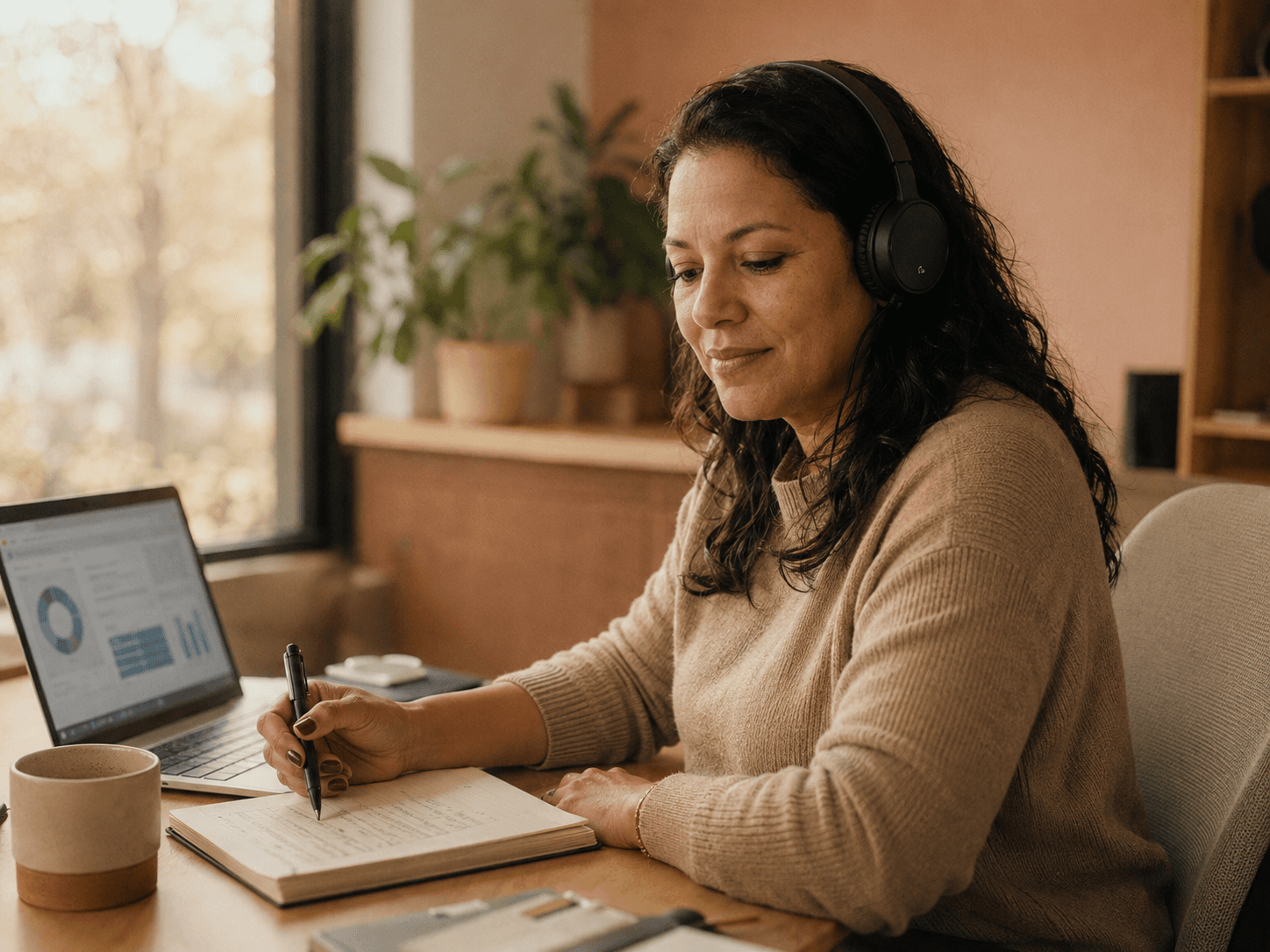 Supervisora aplicando um formulário de monitoria de qualidade em um call center