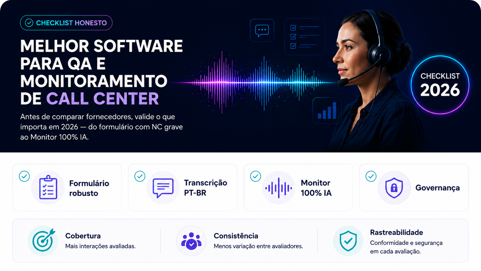 Checklist dos melhores softwares de QA e monitoria de qualidade para call center